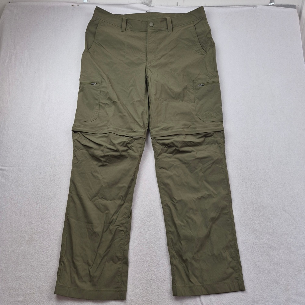 LL Bean Cresta Pants Mens 36x32 Green Convertible Hiking Zip Off Standard 506423